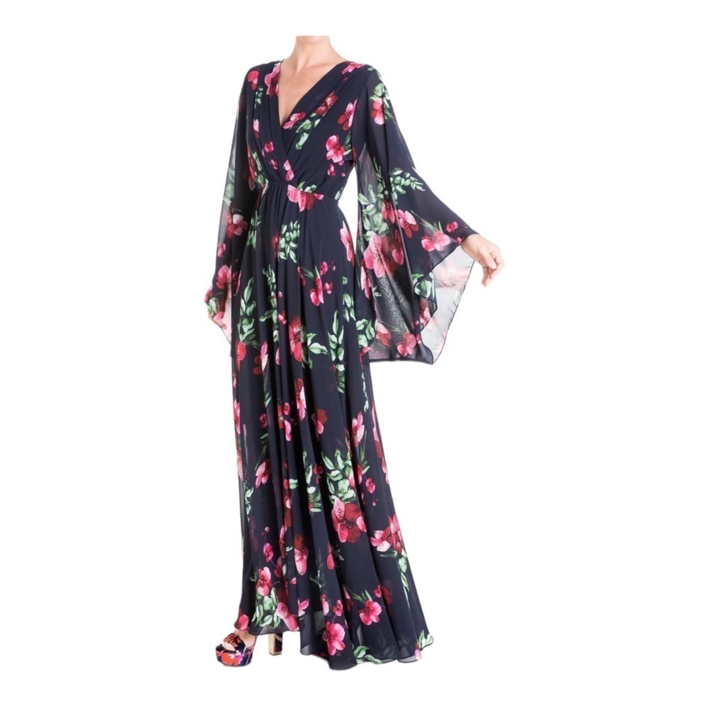 Meghan LA Floral Maxi Dress - Navy and Pink